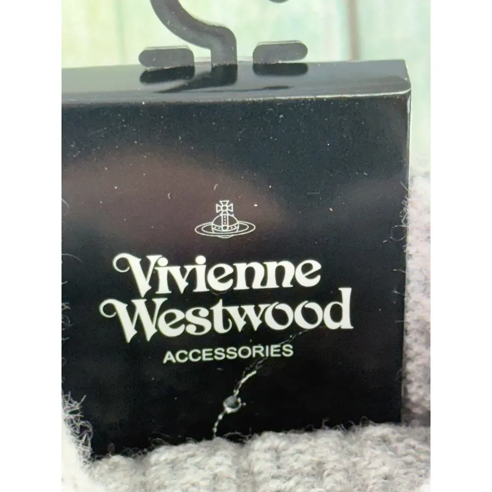 Vivienne Westwood Knit Gloves Grey NEW Logo Winter Soft Gloves